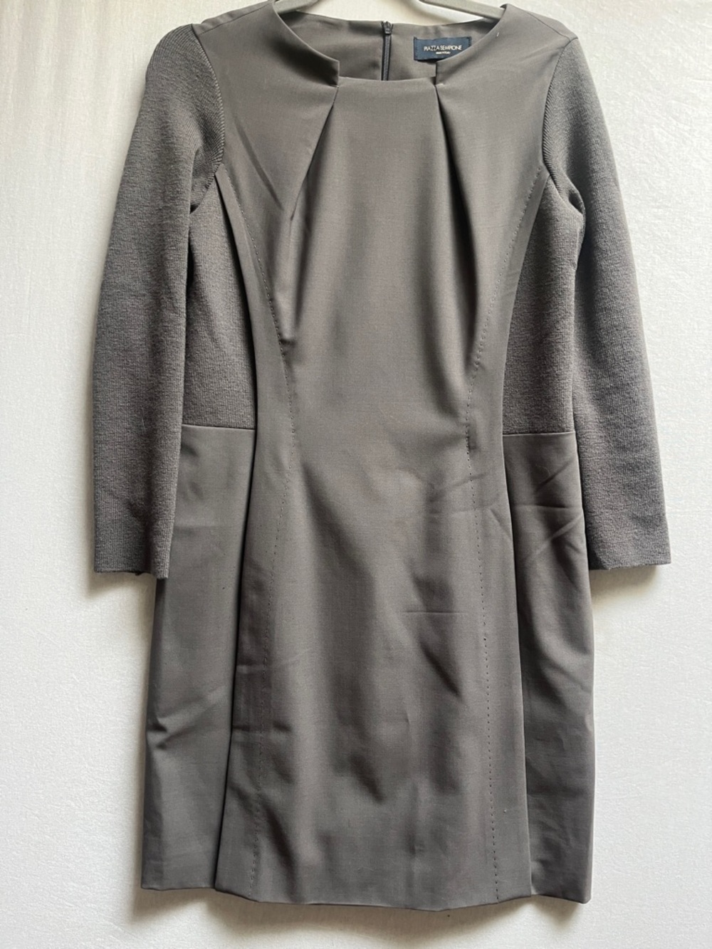 Piazza Sempione Wool Paneled Knit Sleeve Sheath Dress 42 US 6